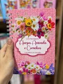 Livro Hinário Hinos da Harpa & Corinhos Feminina Letra Hipergigante Capa Espiral Capa Dura Floral Rosa
