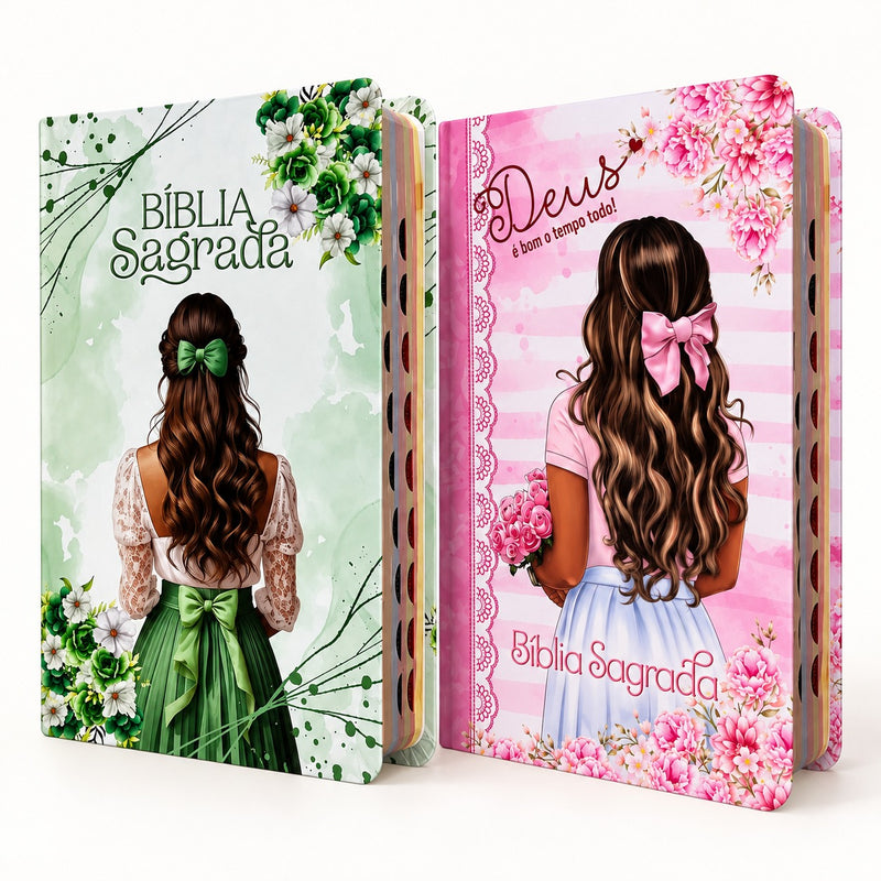Kit 2 Bíblias Sagrada Feminina  - Capa Semi Flexivel Letra Gigante Sou Amada e Deus é Bom - Arc