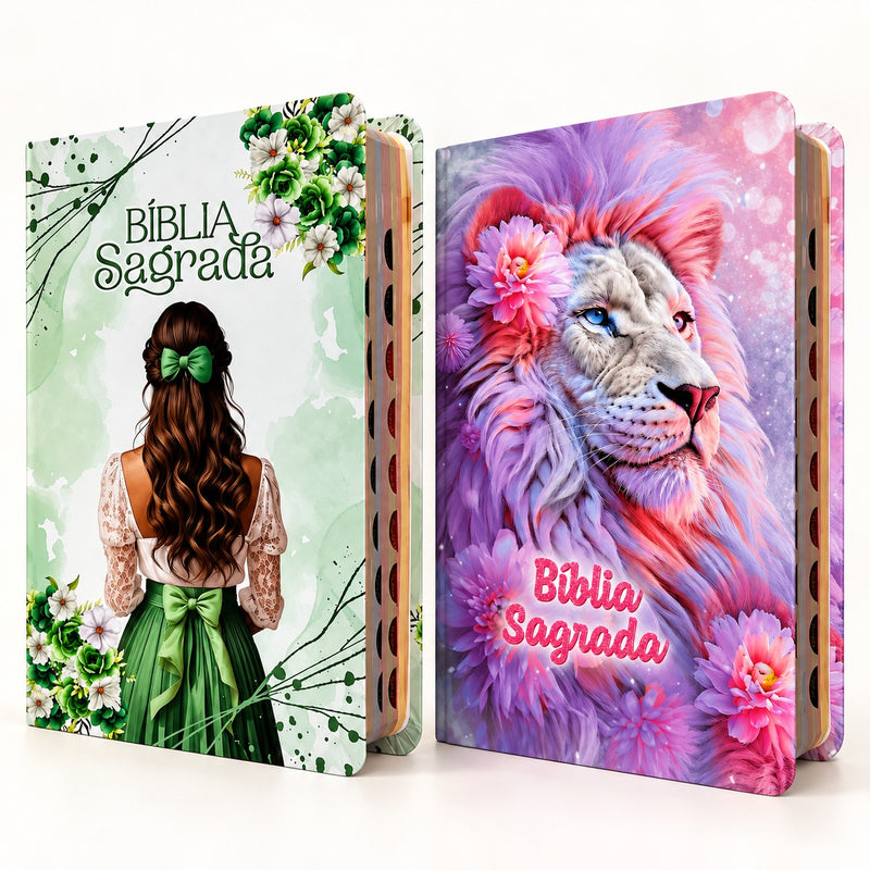 Kit 2 Bíblias Sagrada Feminina- Capa Semi Flexivel Letra Gigante Sou Amada e O Senhor Te Sustenta - Arc