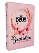 Bíblia Deus Gratidão Letra Gigante Capa Flexível Com Harpa e Índice Feminina Arc