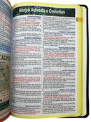 Kit 02 Bíblias Pretas Evangélicas Letra Gigante Capa Semiflexível ARC Com Harpa e Índice Masc e Fem