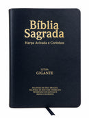 Kit 02 Bíblias Pretas Evangélicas Letra Gigante Capa Semiflexível ARC Com Harpa e Índice Masc e Fem