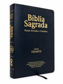 Kit 02 Bíblias Pretas Evangélicas Letra Gigante Capa Semiflexível ARC Com Harpa e Índice Masc e Fem