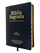Bíblia PPM Preta Letra Gigante Capa Semi Flexível Com Harpa e Índice Colorida Arc