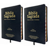Kit 02 Bíblias Pretas Evangélicas Letra Gigante Capa Semiflexível ARC Com Harpa e Índice Masc e Fem