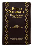 Bíblia Cor Marrom Letra Hipergigante Capa Flexível Com Harpa e Índice Colorida Arc