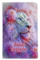 Kit 2 Bíblias Feminina Sagrada Letra Gigante Semi Flexível e Hipergigante Capa Dura Harpa ARC Circulo Floral e Leão Sustenta