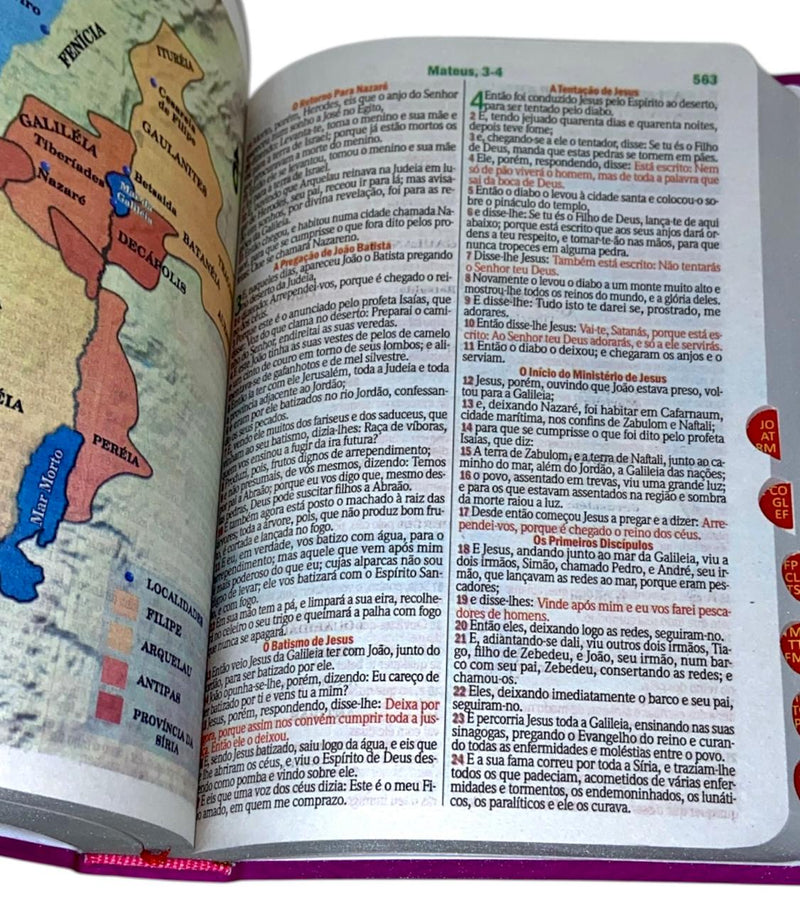 Bíblia Cor Pink Letra Gigante Capa Semi Flexível Com Harpa e Índice Colorida Arc