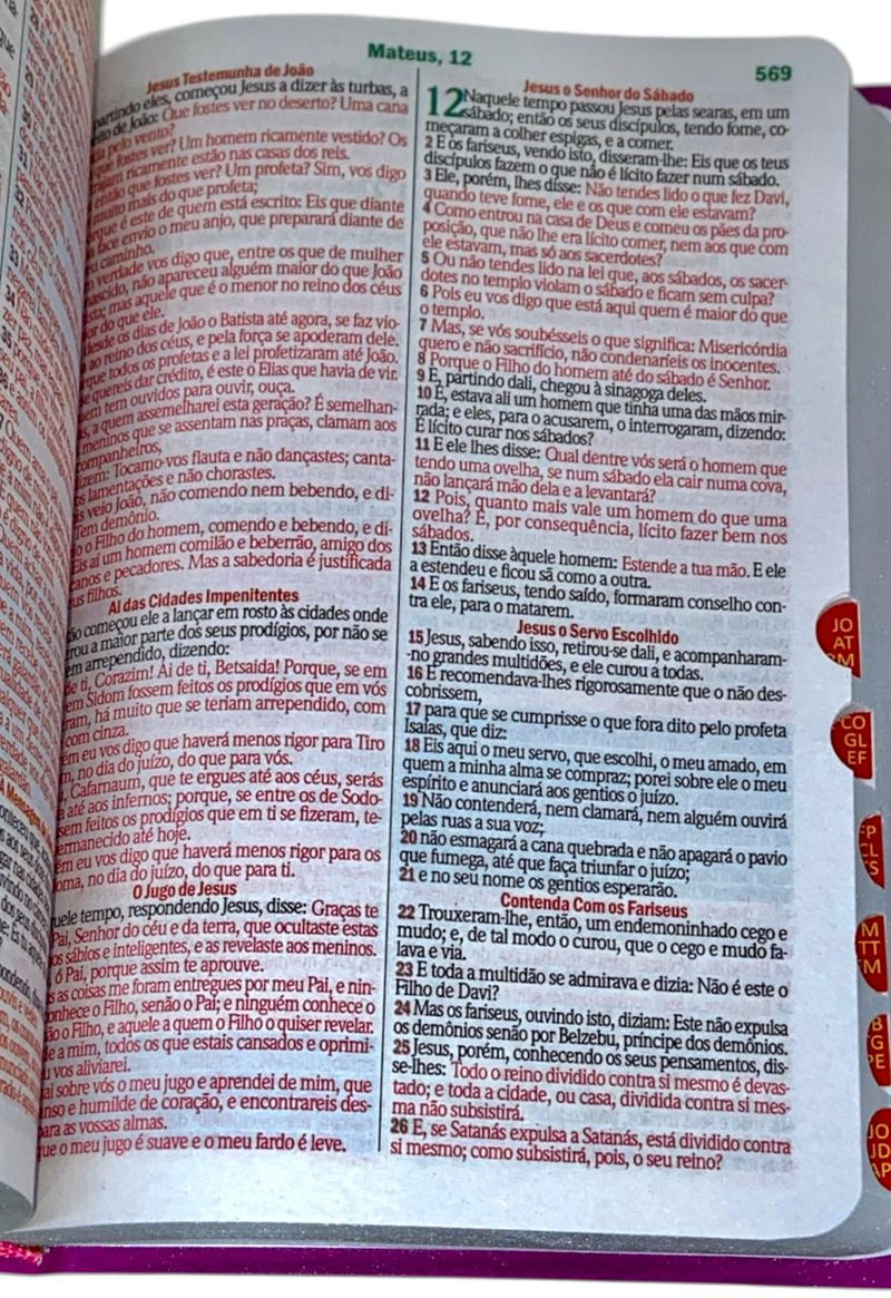 Bíblia Cor Pink Letra Gigante Capa Semi Flexível Com Harpa e Índice Colorida Arc