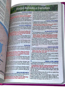 Bíblia Cor Pink Letra Gigante Capa Semi Flexível Com Harpa e Índice Colorida Arc