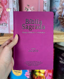 Kit 2 Bíblias Sagrada Com Índice e Capa Semi Flexivel Letra Gigante - Cor Preta e Pink