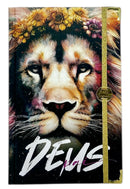 Bíblia Capa Dura Com Elástico Dourado e Medalhão Letra Gigante - Leão Deus Pai + Índice