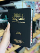 Kit 3 Bíblias Masculinas PPM Preta Sagrada Letra Gigante Semi Flexível  Harpa ARC