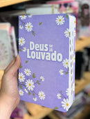 Bíblia Sagrada Capa Semiflexível Letra Gigante Promessas ARC e Índice Deus Louvado Lilás Feminina