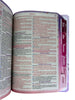 Bíblia Capa Dura Com Elástico Rosa E Medalhão Letra Gigante Com Harpa - Seja Forte E Aba Feminina