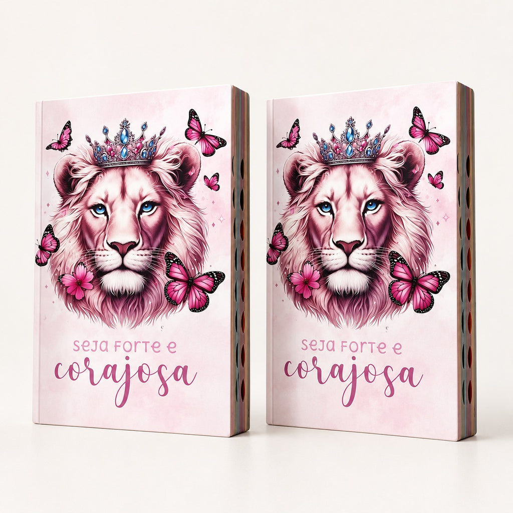 Kit 2 Bíblias Evangélicas NVA Letra Comum Folha PPM Full Color com Índice Leão Buquê Fem e Masc