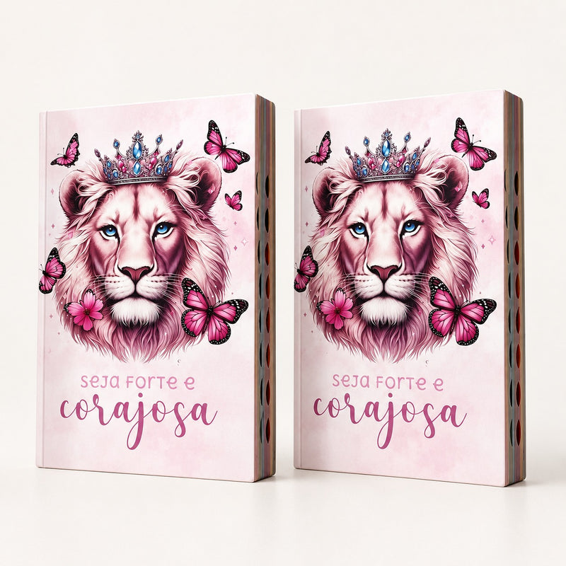 Kit 2 Bíblias Evangélicas NVA Letra Comum Folha PPM Full Color com Índice Leão Buquê Fem e Masc