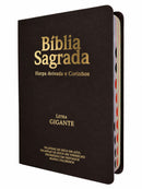 Kit 02 Bíblias Preta e Marrom Evangélicas Letra Gigante Capa Semiflexível ARC Com Harpa e Índice Fem & Masc