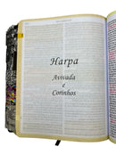 Kit Capa Protetora + Bíblia Cor Preta e Marrom Letra Jumbo Capa Dura Com Abas Adesivas Harpa Masculina Arc