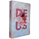 Bíblia Deus Floral Letra Gigante Capa Flexível Com Harpa e Índice Feminina Arc