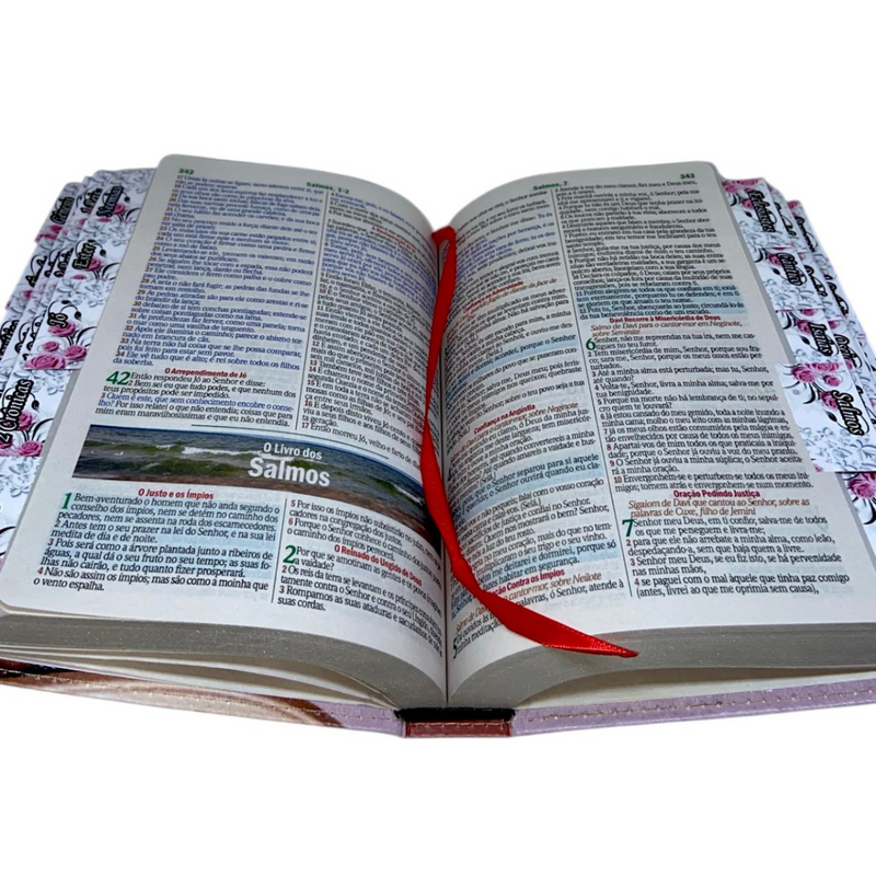 Bíblia Abençoada Por Deus Letra Gigante Capa Flexível Com Harpa E Abas Coladas Feminina Arc