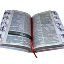 Bíblia Circulo Floral Rosa Letra Gigante Capa Flexível Com Harpa E Abas Feminina Arc