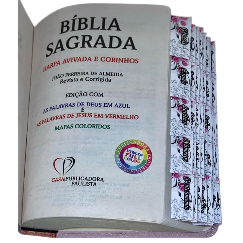Bíblia Abençoada Por Deus Letra Gigante Capa Flexível Com Harpa E Abas Coladas Feminina Arc