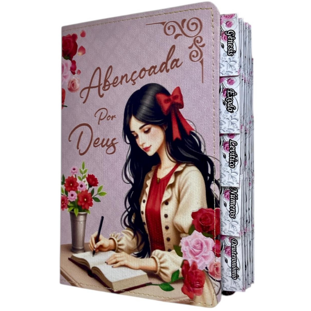 Bíblia Abençoada Por Deus Letra Gigante Capa Flexível Com Harpa E Abas Coladas Feminina Arc