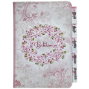 Bíblia Circulo Floral Rosa Letra Gigante Capa Flexível Com Harpa E Abas Coladas Feminina Arc