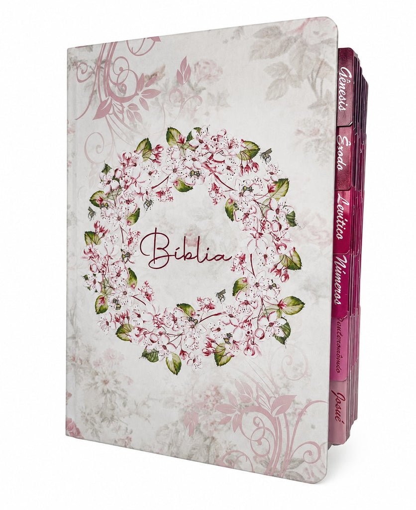 Bíblia Circulo Floral Letra Hipergigante Capa Dura Com Abas Femininas e Harpa Arc