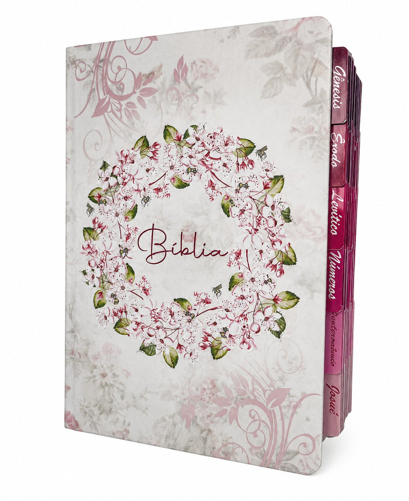 Bíblia Circulo Floral Letra Hipergigante Capa Dura Com Abas Femininas e Harpa Arc