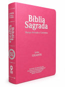 Kit 3 Bíblias Feminina Sagrada Letra Gigante Semi Flexível PPM Rosa Harpa com Índice ARC