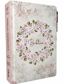 Bíblia Circulo Floral Letra Hipergigante Capa Dura Com Abas Femininas e Harpa Arc