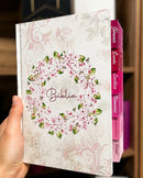 Bíblia Circulo Floral Letra Hipergigante Capa Dura Com Abas Femininas e Harpa Arc