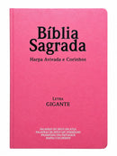 Kit 3 Bíblias Feminina Sagrada Letra Gigante Semi Flexível PPM Rosa Harpa com Índice ARC