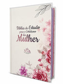 Bíblia de Estudo para o Cotidiano da Mulher Capa Dura Full Color Cerejeira Rosa NVA Gigante Feminina com Capa Protetora