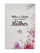 Bíblia de Estudo para o Cotidiano da Mulher Capa Dura Full Color Cerejeira Rosa NVA Gigante Feminina com Capa Protetora
