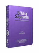 Kit 02 Bíblias Lilás Evangélicas Letra Gigante Capa Semiflexível ARC Com Harpa e Índice Feminina
