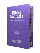 Kit 3 Bíblias Feminina Sagrada Letra Gigante Semi Flexível PPM Lilás Harpa com Índice ARC