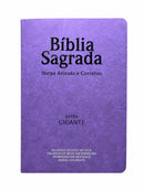 Kit 3 Bíblias Feminina Sagrada Letra Gigante Semi Flexível PPM Lilás Harpa com Índice ARC