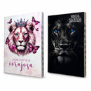 Kit 2 Bíblias Cristã NVA Letra Normal Capa Brochura Full Color Leão Rosa e Leão Preto Com Índice