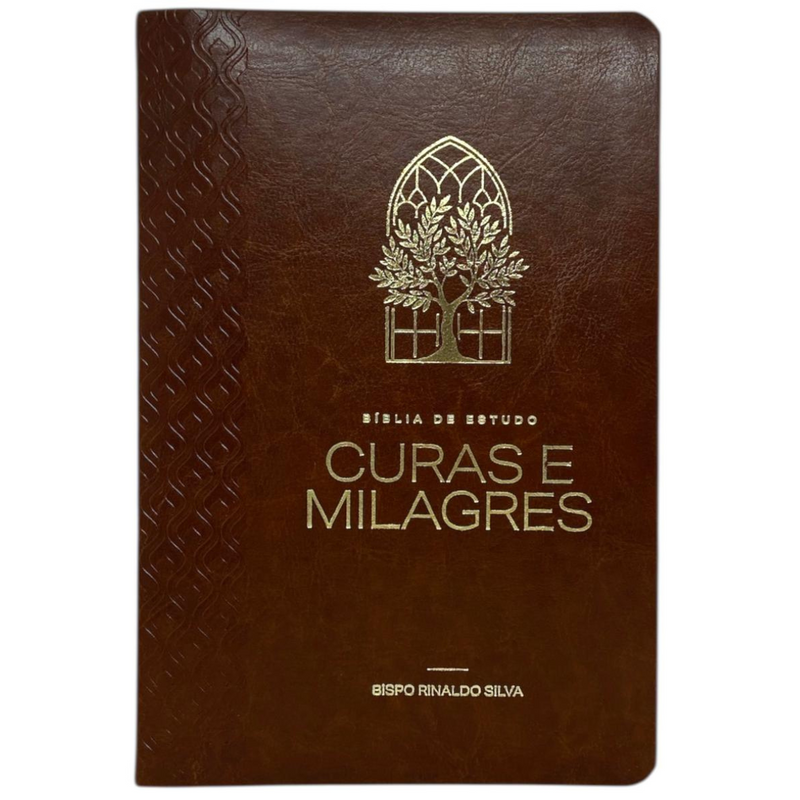 Bíblia Curas e Milagres Cor Marrom De Estudo Letra Gigante Capa Flexível Feminina e Masculina Kja