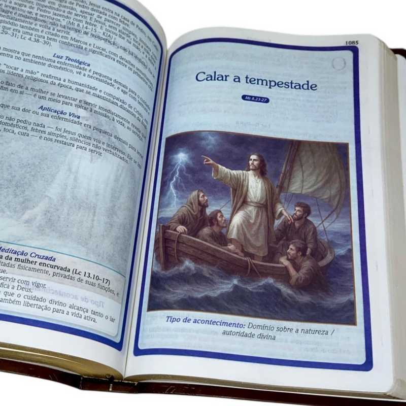 Bíblia Curas e Milagres Cor Marrom De Estudo Letra Gigante Capa Flexível Feminina e Masculina Kja