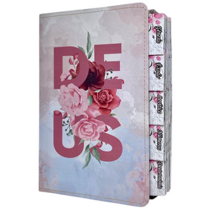 Bíblia Deus Floral Letra Gigante Capa Flexível Com Harpa E Abas Feminina Arc