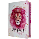 Bíblia Leão Seja Forte e Corajosa Cor Branca Letra Gigante Capa Dura Com Harpa Feminina Arc