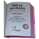 Bíblia Leão Seja Forte e Corajosa Cor Branca Letra Gigante Capa Dura Com Harpa Feminina Arc