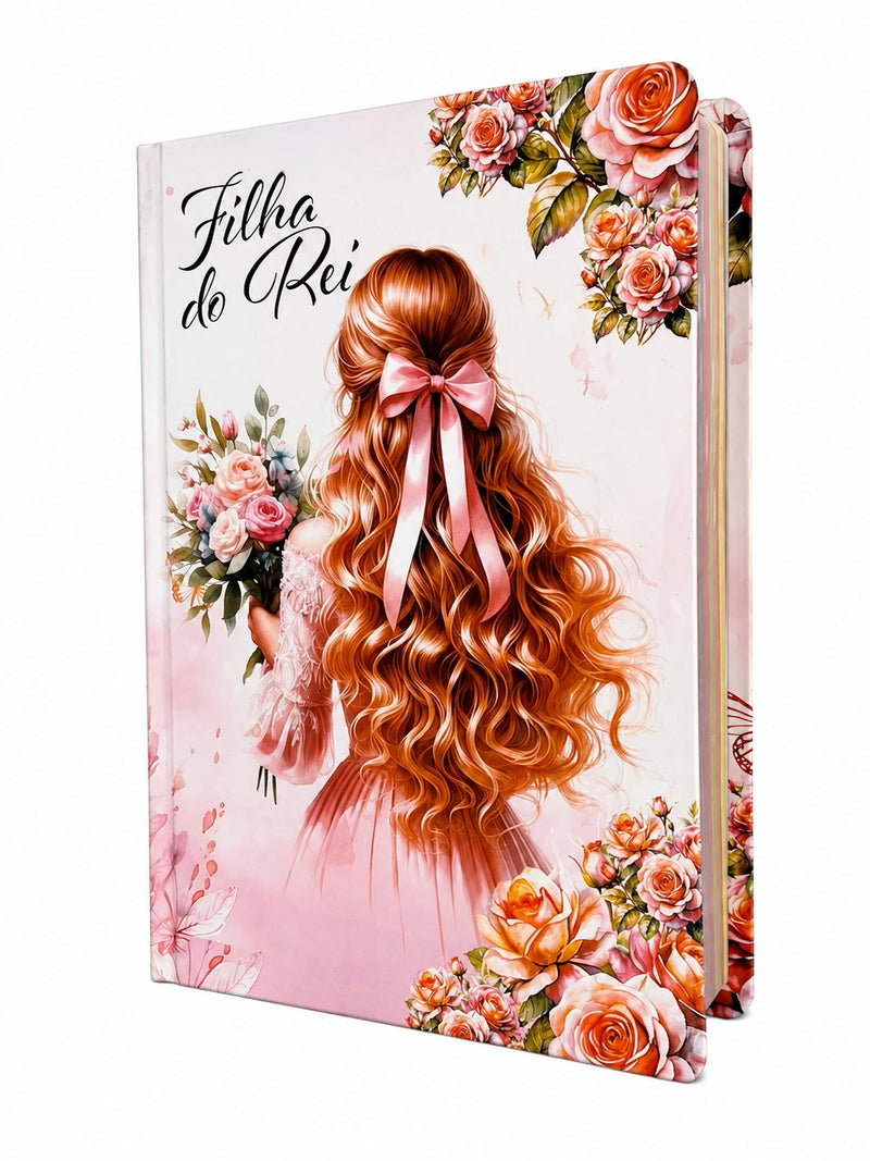 Bíblia Filha Do Rei Letra Gigante Capa Dura Com Harpa Feminina Arc