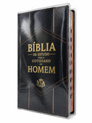 Kit de Capa Protetora + Bíblia de Estudo para o Cotidiano do Homem com Índice Capa Dura NVA Gigante Masculino