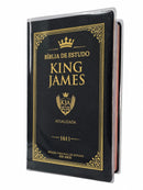 Kit de Capa Protetora & Bíblia de Estudo King James Atualizada Preta Capa Dura Letra Gigante Color