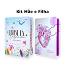 Kit 2 Bíblias Femininas Sagradas Letra Gigante Semi Flexível  e Hipergigante Capa Dura Harpa ARC Jardim Secreto e Coração